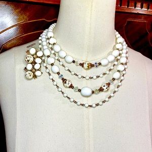 Vintage Gold Fleck Necklace & Earrings